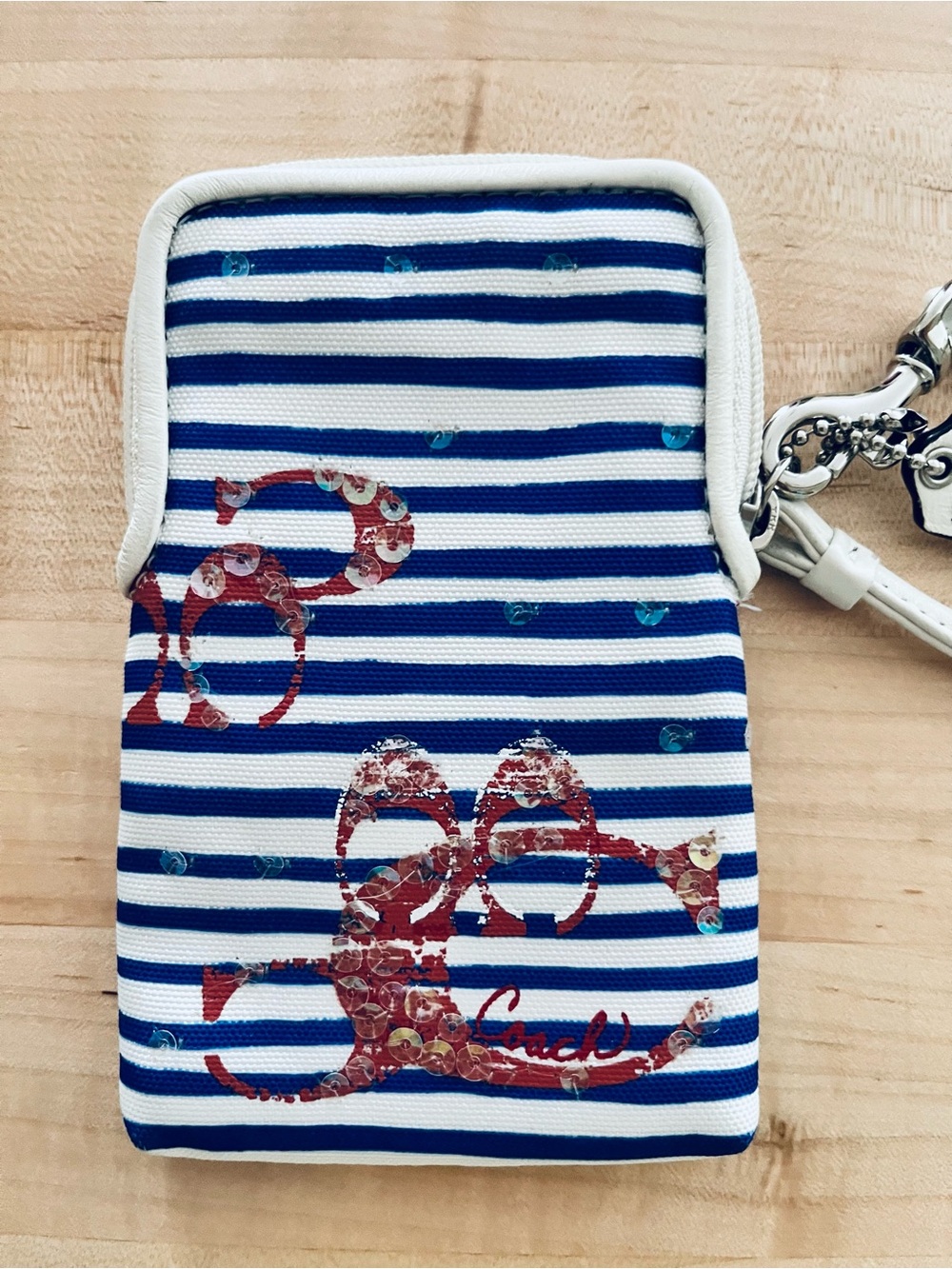 Coach Poppy Nautical Striped Universal Wristlet